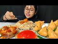 eating dahi puri veg chowmin aloo samosa veg manchurian big bites asmr eating mukbang