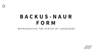 Representing syntax using Backus-Naur Form