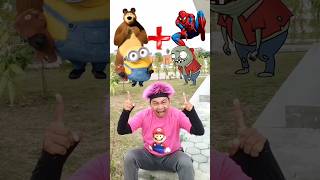 Bear And Minion + Spiderman And Zombie = Cartoon animation