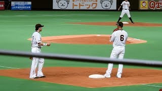 ＜2017.6.23楽天戦試合前＞杉谷拳士の練習風景～後輩の淺間と一緒に真面目なレフト守備⇒西川に遊ばれるファーストバックアップ⇒中田に指導を受けながらファースト守備～⇒円陣風景までノーカット版