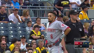 CIN@PIT: Hamilton leads off game with a triple