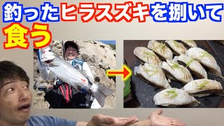 【シーバス料理】釣ったヒラスズキを捌いて、刺身と炙り寿司で食う。