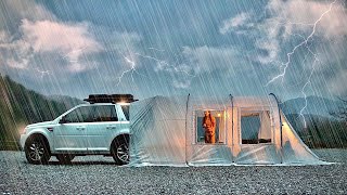 ☔ Perfect car tent camping on a rain mountain! I can live in a tent for a month😎
