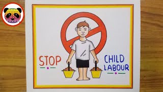 Stop Child Labour Drawing / World Day Against Child Labour Drawing / Child Labour Poster Drawing