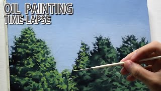 [油絵タイムラプス] 4時間で描くリアルな木々の風景のメイキング | Oil Painting Time Lapse