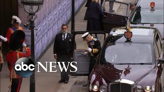 King Charles III arrives for Queen Elizabeth II's funeral | ABC News