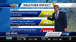 Iowa weather: Overnight snowfall, lingering flurries could make for slick commute