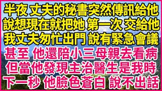 半夜 丈夫的秘書突然傳訊給他，說想現在就把她 第一次 交給他，我丈夫匆忙出門 說有緊急會議，甚至 他還陪小三母親去看病，但當他發現主治醫生是我時，下一秒 他臉色蒼白 說不出話！#人生故事 #情感故事