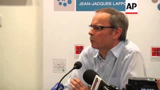 French economist Jean Tirole gives news briefing after winning the Nobel Prize for economics