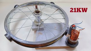 Amazing free energy generator 21KW watt flywheel Machine with copper coil and PVC wire