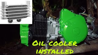 Oil cooler installed to xrm125 head block raider convert,