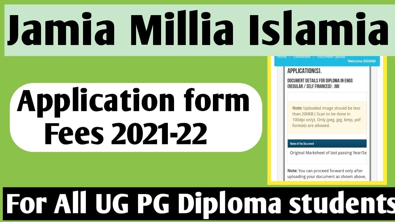 Jamia Millia Islamia Application Form Fee For All Courses 2021-22 Fee ...