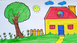Draw a cute house for kids