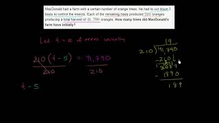 Two Step Equations Word Problems: Oranges