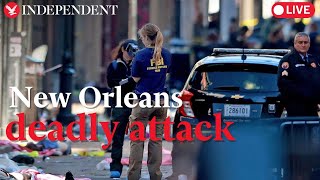 Live New Orleans attack scene as FBI probes possible link between suspect and Cybertruck explosion