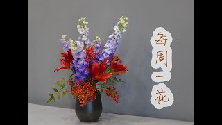 【大叔说花】每周一花212/亚洲百合大飞燕南天竹果/家庭生活居家花瓶插花