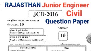 rsmssb je previous year question paper, RAJASTHAN JE CIVIL DIPLOMA PAPER,2016