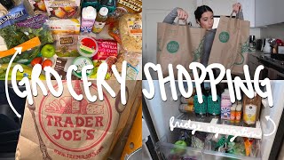 GROCERY SHOP WITH ME: WHOLE FOODS + TRADER JOES // how I plan meals for the week, huge haul, + more!