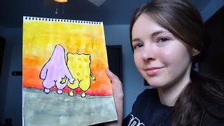 Speaking Spanish while painting Spongebob in the nude