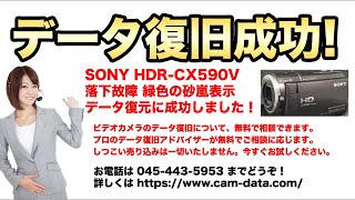 落下故障 ビデオカメラ データ取り出し 画面が緑色の砂嵐表示で操作不可 SONY HDR-CX590V 兵庫県