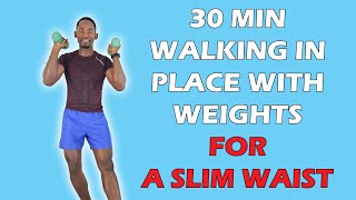30-Minute INDOOR WALKING WITH WEIGHTS for A Slim Waist
