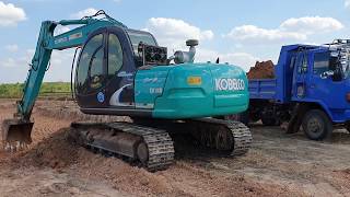 ทีมงานเสี่ยเบียร์ลอกนาลึกมาก Kobelco SK 120-5 Dump trucks Excavator