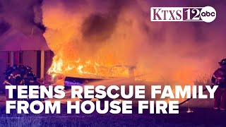 Teen heroes rescue family from burning home