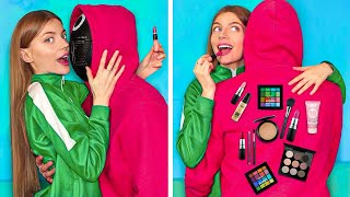 How to Sneak Makeup into Squid Game! Funny Situations & DIY Ideas by Mariana ZD