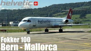 Helvetic Airways Fokker 100 Flight 2L20 (2L020) Bern Belp - Mallorca