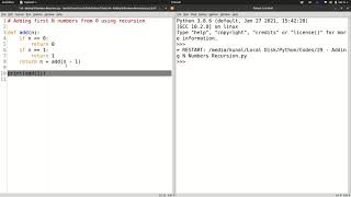 Adding first N numbers using Recursion | Python