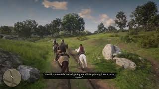 Dutch falls off his horse and Arthur laughs at him