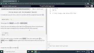 Storing Values with the Assignment Operator - Freecodecamp.org | Video 3 | Basic JavaScript