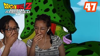 CELL GOT LIPS LMAO | DragonBall Z Abridged Episode 47 | Reaction **we never watched DBZ**