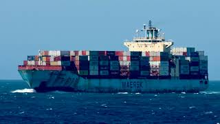 Two container ship in and a bulker out. Ship spotting Point Lonsdale, Victoria, Australia.