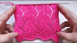 Easy Lace Knit Stitch | Einfaches Strick-Ajourmuster | Punto semplice traforato |Punto calado simple