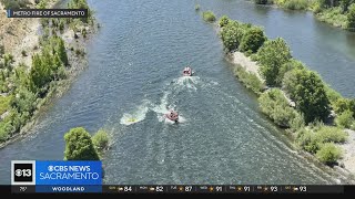 4 rafters rescued after falling into American River