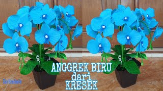 DIY//Anggrek Biru dari Kresek//How to Make Blue Orchid Flowers from Plastic Bag