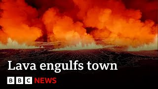Iceland volcano - emergency declared as lava sets town on fire | BBC News