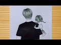 Father's Day special Drawing / How to draw Father and daughter - step by step for beginners / Art