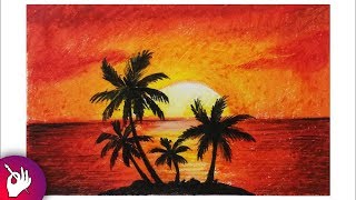 23+ Sunset Landscape Oil Pastel Painting Pictures