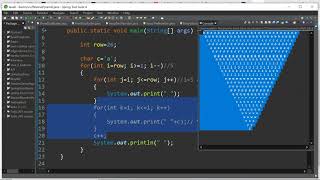 Reverse Pyramid in Star, Number and Character Pattern In Java Pat-4