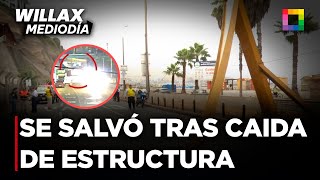 Willax Mediodía - FEB 11 - SALVÓ DE MORIR TRAS CAIDA DE ESTRUCTURA EN COSTA VERDE | Willax