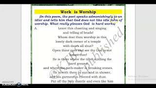 7 th English Poem Work is Worship