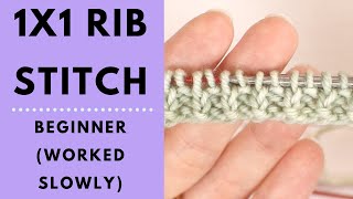 1x1 Rib Stitch for Beginners - Learn to Knit