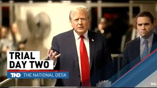 Trump restricted to talk due to gag order. The National Desk has witness testimony in from NY trial.