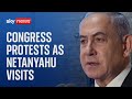 Protests outside Congress ahead of Israeli Prime Minister Netanyahu's address