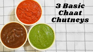 3 చాట్ చట్నీస్ తయారీ విధానం || Chaat Chutneys in Telugu || Street style 3 Chaat Chutneys