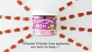 Vitamin Friends - All Natural Kids Vegan Iron Gummies - Allergen \u0026 Gelatin Free, Non-GMO!