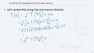Mergesort recurrence unrolling