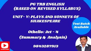 Othello: Act 4 Summary \u0026 Analysis @jsn_englishlearning#pgtrbenglish#english#trbtet2#trendingvideo